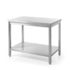 Central work table heavy duty with shelf, 600 mm deep