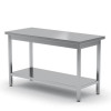 Central work table heavy duty with shelf, 600 mm deep