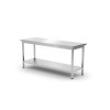 Central work table heavy duty with shelf, 600 mm deep
