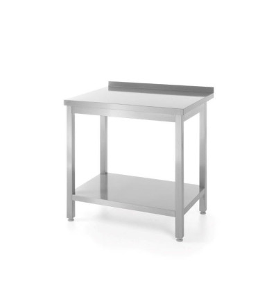 Wall work table with upstand and shelf - depth 600 mm