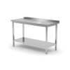 Wall work table with upstand and shelf - depth 600 mm