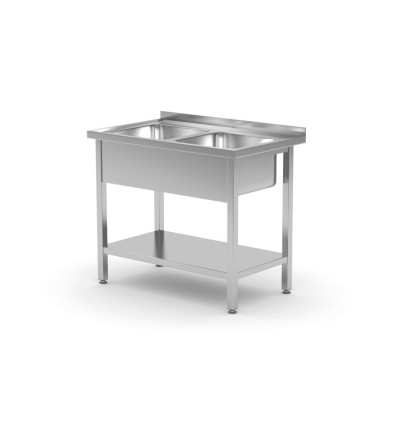 Double sink table with shelf - for self-assembly