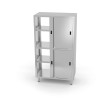 Pass-through cupboard with partition and sliding doors