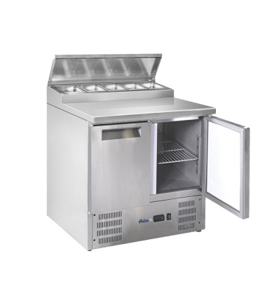 2-door refrigerated counter with superstructure