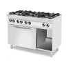 6-burner gas stove with a base closed on three sides, with a gas or electric oven