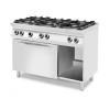 6-burner gas stove with a base closed on three sides, with a gas or electric oven