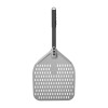 Pizza scoop with short handle, squared, perforated