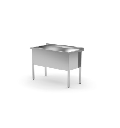 Single basin table – welded, depth: 600 mm, basin: 400 mm.