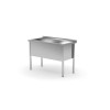 Single basin table – welded, depth: 600 mm, basin: 400 mm.