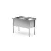 Single basin table – welded, depth: 600 mm, basin: 400 mm.