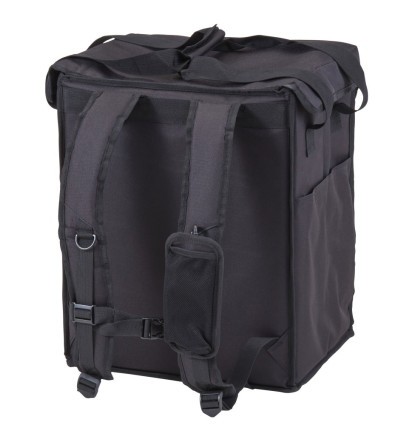 Insulated, foldable backpack with removable compartment.