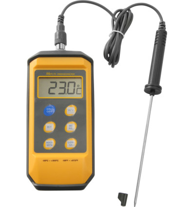 Shock proof thermometer with probe