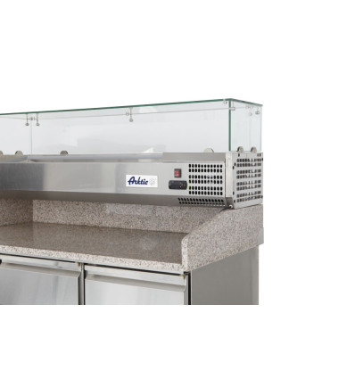 Three door pizza counter with cooling display 380+40L