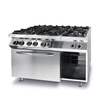 Gas cooker Kitchen Line 6-burner with convection electric oven GN 1/1