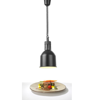 Cilindra formas lampa ēdienu siltuma uzturēšanai ar regulējamu augstumu
